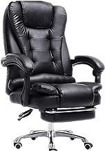 YWAWJ Home Office Executive Chairs Ergonomic Managerial Leather Desk Chair with Thickened Seat Cushion and Retractable Footrest Vintage Style Armchair 400 lbs