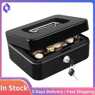 Cash Safe Box Key Lock Money Box Money Box Removable Coin Tray Portable Metal Cash Box