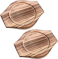 UPKOCH 2pcs Korean Dolsot Stone Bowl Wood Base Bibimbap Bowl Wood Mat Hot Pot Trivet Underliner Cass