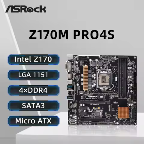 ASRock Z170M PRO4S LGA1151 compatible con Core i3-6100 i5-6500 i7-6700K CPU Intel Z170 64GB PCI-E 3,