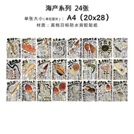 Seafood BBQ Restaurant Kraft Paper Japanese Style Snack Adhesive Sticker Japanese Cuisine Poster Iza