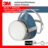 3M HF-51 / 3M HF-52+ 3M 3311K-55 Set Half Face Single Cartridge Respirator + Organic Vapour Cartridg