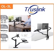 OL-3L Aluminum Height Adjustable Desktop Dual Arm 17-32 inch Monitor Holder+12-17 inch Laptop Holder Stand Full Motion M