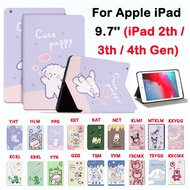 For Apple iPad 2th 3th 4th Gen 9.7 inch High Quality Leather PU Cover iPad 2 3 4  Fashion Cartoon Cute stent Non-slip Sweat-proof iPad Case