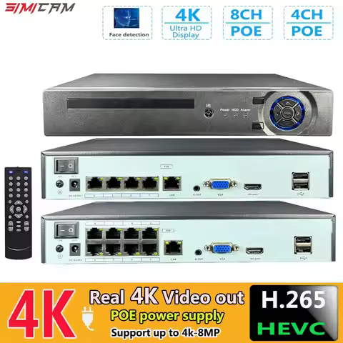 4K 10CH NVR 4/8Port POE For 8MP 5MP 4MP Onvif IP Camera Security System Audio Surveillance Video Rec