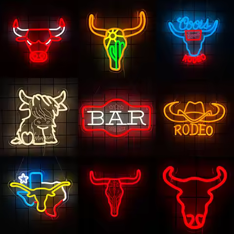 Cowboy Neon sign Rodeo Neon Signs for Wall Decor,Western Bar Rodeo LED Signs for Party Man Cave Bar 