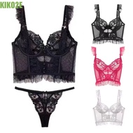KIKO2E Lace Lingerie, with Steel Ring Comfortable Bra and Panty Set, Fashion Intimates Supply Wrapped Chest Top Sexy Corset Bras Female