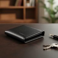 Men's PU Leather Short Wallet - 8 Card Slots With Ticket Holder & ID Window (Black/Brown)  Dompet Pe