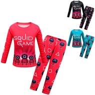 Squid Game Boys Girls Sweater Pants Set Long-sleeved Kids Cartoon Home Clothes Pajamas Set 1936 Spring Autumn Clothing Suit