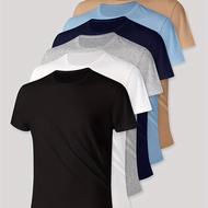 New Arrival 2025 - Casual Solid Color T-Shirt Set, 6 Pieces per Pack