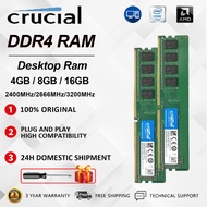 Crucial DDR4 RAM 2Rx8 Desktop 4GB 8GB 16GB 2400MHz 2666MHz 3200MHz PC4-19200 PC4-21300 PC4-25600 1.2