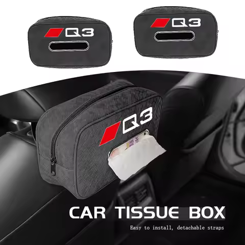 Car Tissue Box Leather Tissue Storage Bag Kleenex Case For Audi Q2 Q3 Q5 Q7 Q8 QS5 Quattro S3 S4 RS5