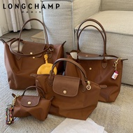 [💕 LONGCHAMP seller 🔥] 100% original longchamp official store Cognac Nylon Bag L1899 large / L2605 / L1621 medium Tote Bags long champ bags