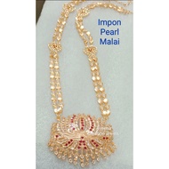 pearl mala with 🪷 Lotus  pendent "30inch gold plated & impon( not916)