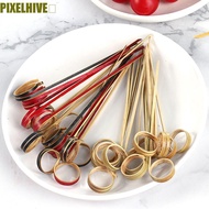 PIXELHIVE​ Cocktail Skewer Bamboo Scissor Shaped Decorative Snacks Cocktail 100Pcs Ring Toothpick
