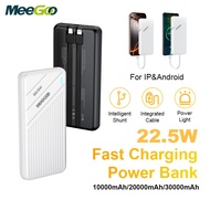MeeGoo 30000mAh Powerbank 2 in 1 Cable + 2 USB Powerbank Fast Charging with Type C Portable Charger