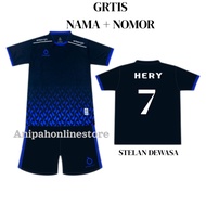[ free nama+nomor ] jersey futsal dewasa/ baju bola terbaru - Hitam lis biru, L