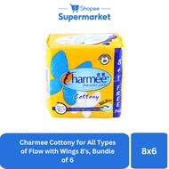 Charmee Cottony for All Types of Flow with Wings 8's, Bundle of 6