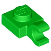Lego part 61252 Plate Modified 1 x 1 with Open O Clip (Horizontal Grip) bright green