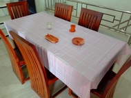 taplak meja makan anti air waterproof jumbo 6 dan 4 kursi ± 137x183cm - pink kotak bsr