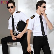[Quick Shipment] Men's Captain Short-Sleeved Shirt Crew Engine Long Uniform Suit Handsome Epaulette 