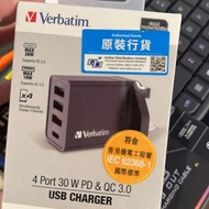 Verbatim #66892/66897 4端口 30W PD &amp; QC 3.0 USB 充電器 [2色選擇]