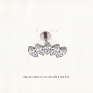 Nora Ana Five Marquise Curve Threaded Stud Flatback Earring Titanium ASTM-F136 Surgical Implant Grad