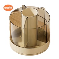 Rotating Pencil Organizer 6 Compartments 360° Turntable Detachable Cosmetics Storage Box Round Revol
