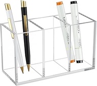HIIMIEI Acrylic Pen Holder, Desk Accessories Pencil Cup For Pen Marker Ruler Eraser, Clear Acrylic M