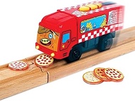 ZANY TRAINS Pete-Za Motorized Train for Wooden Track - Pizza Themed Battery Operated Locomotive - In