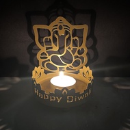 Happy Diwali Iron Projection Candle Holder Deepavali Candlesticks Diwali Decoration Ganesha Crafts Decoration for Bedroom Bar Candleholders Ornament In Stock NEW