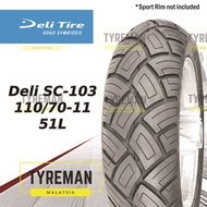 TAYAR SKUTER Deli Tire SC-103 120/70-10 &gt; 120/70-11 TL Tyre (Vespa Primavera, LX150 Front/Rear)