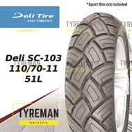 TAYAR SKUTER Deli Tire SC-103 120/70-10 > 120/70-11 TL Tyre (Vespa Primavera, LX150 Front/Rear)