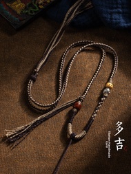 Tibetan Style Necklace Cord High-end Dzi Beads Amber Pendant