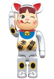 MEDICOM Bearbrick 不二家牛奶妹 招財貓銀運 銀メッキ 100% & 400% BE@RBRICK