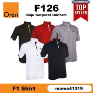 【mama41319】 OREN SPORT Baju Kemeja Korporat Lelaki Perempuan F1 Uniform Berkolar Lengan Pendek F126