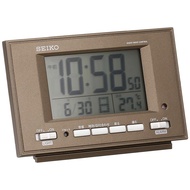 Seiko Clock Alarm Clock Automatic Light Radio Wave Digital Calendar Temperature Display Visible at Night Brown Metallic SQ778B SEIKO
