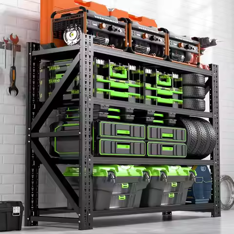 Heavy Duty Garage Storage Shelves 5000LBS Capacity, 59" Wide Metal Shelving Unit, 4-Tier Adjustable 