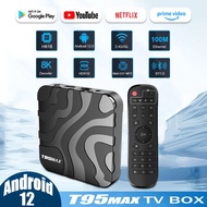 Kotak TV Android Pintar T95 Max Allwinner H618 Android 12 Ultra Hd 8k Dual Band Wifi 2.4g/5g Google 