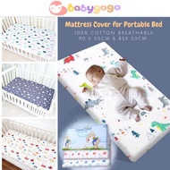 Baby Mattress Cover for Portable Bed 100% Cotton Breathable Mattress Cover - 90x50cm / 85x50cm