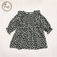 ZARA SPAIN dress dark moss green floral smock dress for 1 year 2 year old 3 year old baby - FUJI AUT