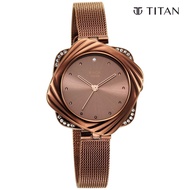 Titan Raga Moments of Joy Brown Dial Analog Stainless Steel Strap Watch for Women