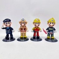 4Pcs/Set 11cm Cartoon Anime Super Mario Bros. Game Character Plumber Miner Fireman Mario Q Version P