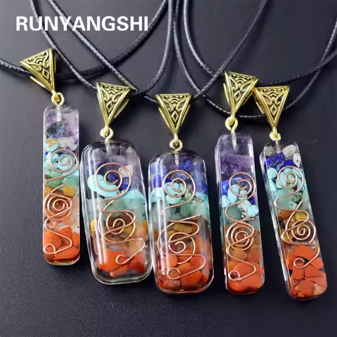 2 Types Orgone Energy Seven Chakras Ogan Pendant Crystal Semi Precious Stone Yoga NecklaceSeven Chak
