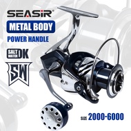 SEASIR Contra All Metal Spinning Fishing Reel 2000-6000 5.2:1 Max Drag 15KG/33LB Aluminum Power Hand