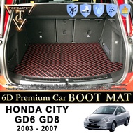 Top Carpet HONDA CITY GD6 GD8 ( 2003-2007 ) Car Boot Mat PU Leather Cargo Mat Trunk Carpet Boot Line