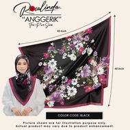 Tudung Bawal LeeyanaRahman Rosalinda Anggerik Kombo Set (Black Hot Design Fasha Sandha) Bawal Cotton 4 segi