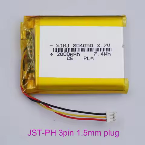 3.7V 2000mAh 7.4Wh 804050 NTC Thermistor Replacement Rechargeable Li Battery JST 3Pin 1.5mm Plug For