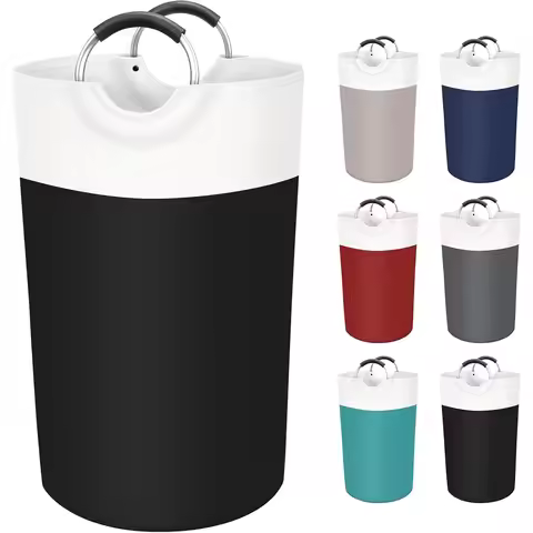 90L Laundry Basket, Freestanding Collapsible Hamper with Foam Protected Aluminum Handles for Dorm an