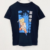 古著七龍珠短袖動畫印花 T 卹，以孫悟空為特色，角色，復古設計，圓領，黑色